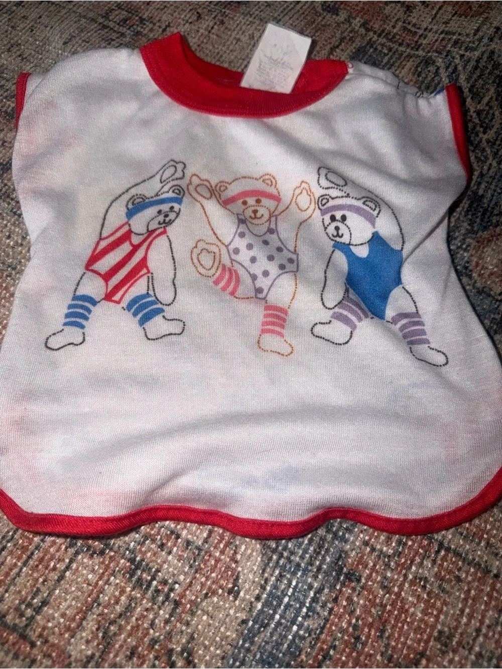 Work Out Bears Red Bates Jama Toy Doll Nightgown Dress 1980s Toy Doll Size